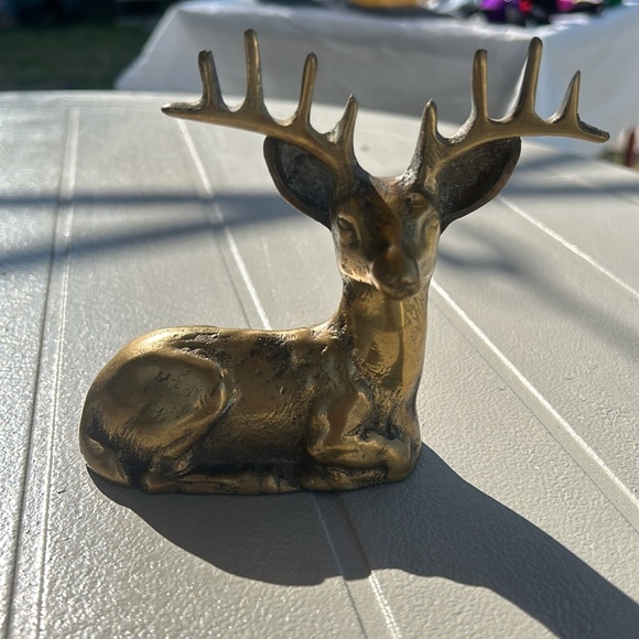 Vintage  Brass Deer Stag Buck Figurine - Picture 2 of 5